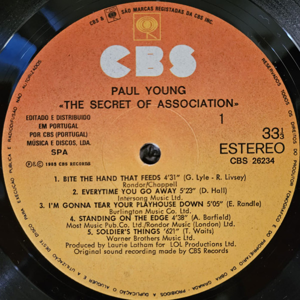 Paul Young - The Secret Of Association | CBS (26234) - 3
