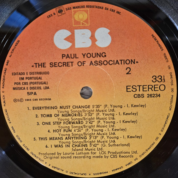 Paul Young - The Secret Of Association | CBS (26234) - 4