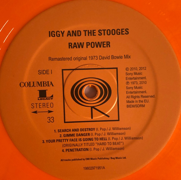 The Stooges - Raw Power LP  ORANGE AND WHITE SWIRL | Columbia (95935) - 2