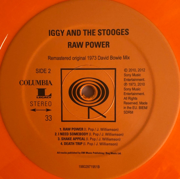 The Stooges - Raw Power LP  ORANGE AND WHITE SWIRL | Columbia (95935) - 3