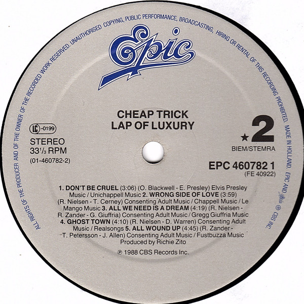 Cheap Trick - Lap Of Luxury | Epic (EPC 460782 1) - 4 Cheap Trick - Lap Of Luxury | Epic (EPC 460782 1) - 4