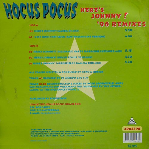 Hocus Pocus - Here's Johnny! ('96 Remixes) | Earprotector Records (2002498) - 2 Hocus Pocus - Here's Johnny! ('96 Remixes) | Earprotector Records (2002498) - 2