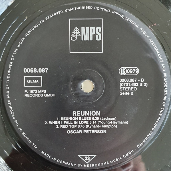Oscar Peterson With Milt Jackson - Reunion Blues [Vinyl] | MPS Records (0068.087) - 4
