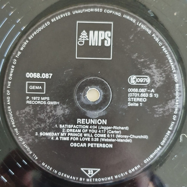 Oscar Peterson With Milt Jackson - Reunion Blues [Vinyl] | MPS Records (0068.087) - 3