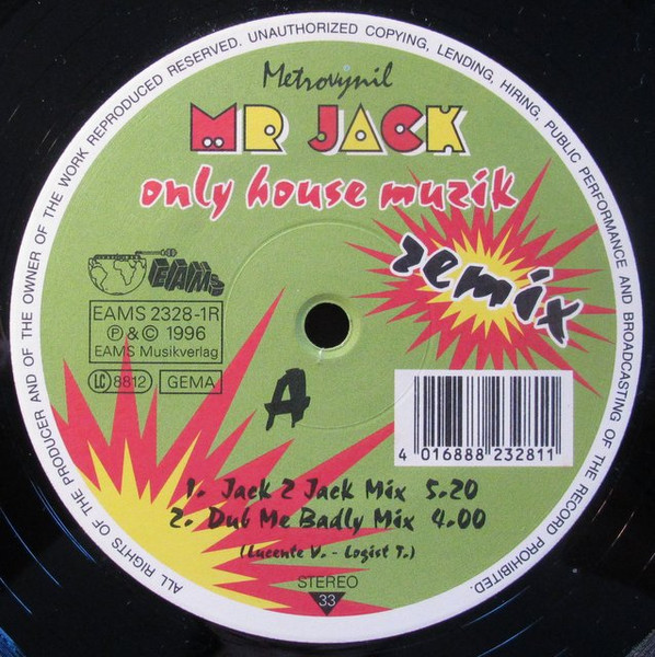 Mr. Jack - Only House Muzik (Remixes) | EAMS (EAMS 2328-1R)