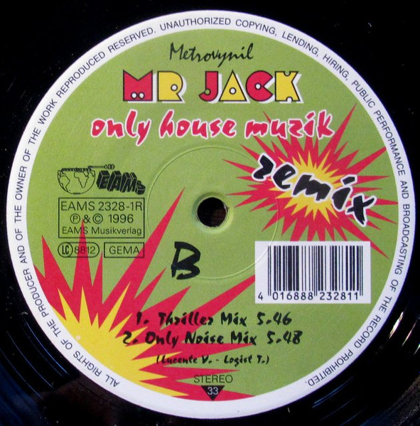 Mr. Jack - Only House Muzik (Remixes) | EAMS (EAMS 2328-1R) - 2