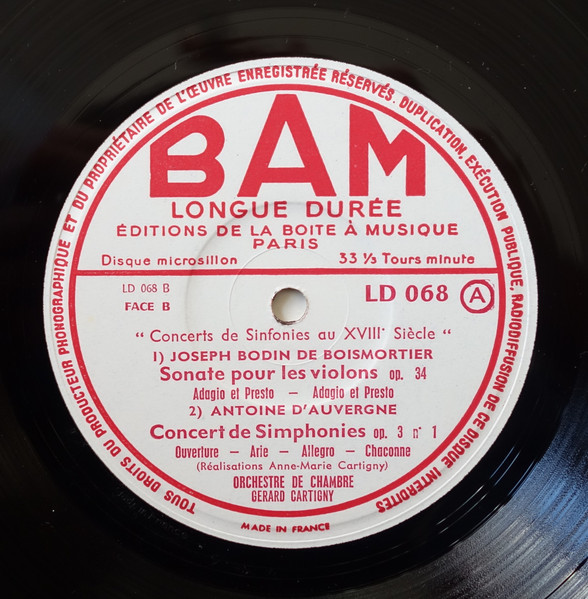 Jean-Joseph Mouret / Joseph Bodin de Boismortier / Antoine Dauvergne - Orchestre De Chambre Gérard Cartigny - Concerts De Sinfonies En France Au XVIIIe Siècle | BAM (LD 068) - 4