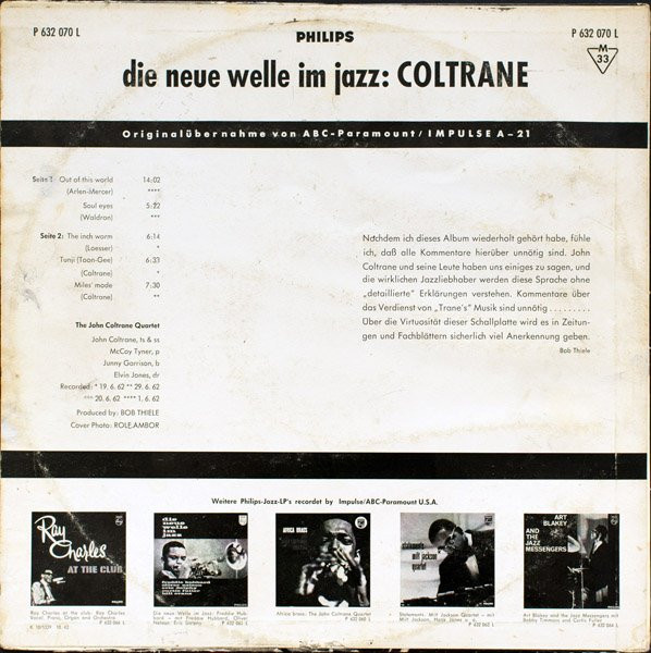 John Coltrane - Die Neue Welle Im Jazz | Philips (P 632 070 L) - 2 John Coltrane - Die Neue Welle Im Jazz | Philips (P 632 070 L) - 2