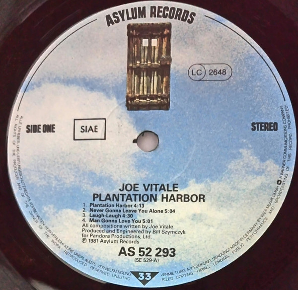 Joe Vitale - Plantation Harbor | Asylum Records (AS 52293) - 3