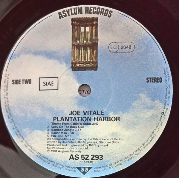 Joe Vitale - Plantation Harbor | Asylum Records (AS 52293) - 4
