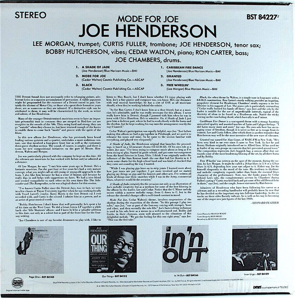 Joe Henderson - Mode For Joe | Blue Note (BST 84227) - 4 Joe Henderson - Mode For Joe | Blue Note (BST 84227) - 4