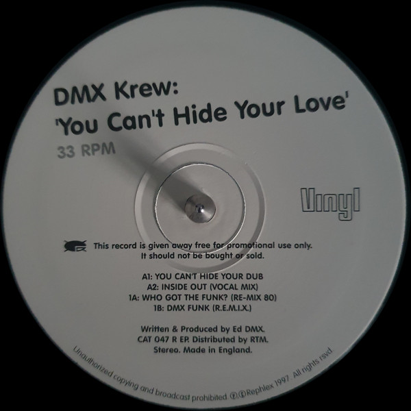 DMX Krew - You Can't Hide Your Love Re-mixes | Rephlex (CAT 047 R EP) - 3