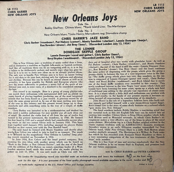 Chris Barber's Jazz Band And Lonnie Donegan's Skiffle Group - New Orleans Joys | London Records (LB 1113) - 2