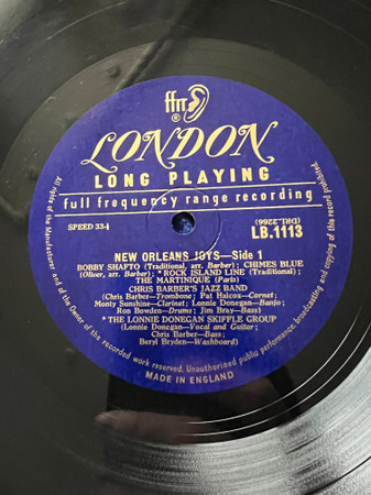 Chris Barber's Jazz Band And Lonnie Donegan's Skiffle Group - New Orleans Joys | London Records (LB 1113) - 3