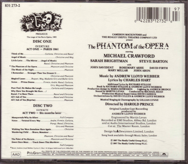 Andrew Lloyd Webber - The Phantom Of The Opera | Polydor (831 273-2) - 2 Andrew Lloyd Webber - The Phantom Of The Opera | Polydor (831 273-2) - 2