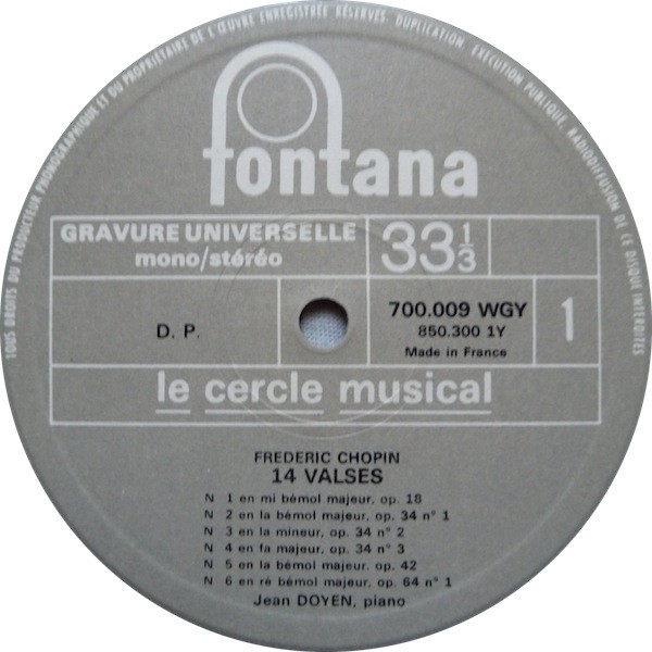 Frédéric Chopin - Jean Doyen - Les 14 Valses | Fontana (700.009 WGY) - 3 Frédéric Chopin - Jean Doyen - Les 14 Valses | Fontana (700.009 WGY) - 3