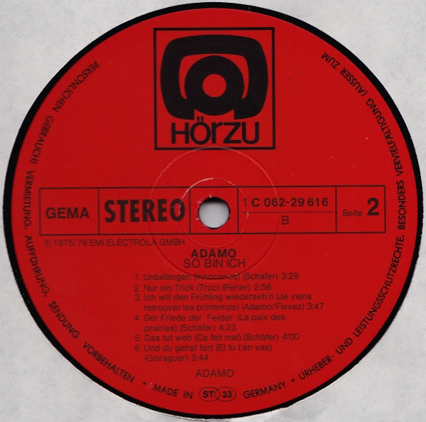 Adamo - So Bin Ich | HÖR ZU (1C 062-29 616) - 4 Adamo - So Bin Ich | HÖR ZU (1C 062-29 616) - 4