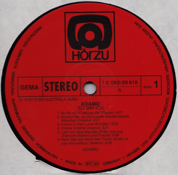 Adamo - So Bin Ich | HÖR ZU (1C 062-29 616) - 3 Adamo - So Bin Ich | HÖR ZU (1C 062-29 616) - 3