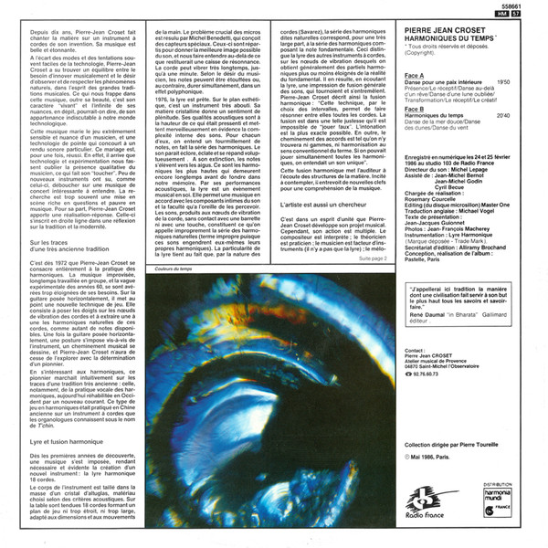 Pierre-Jean Croset - Harmoniques Du Temps / Overtones Of All Times | Ocora (558661) - 2