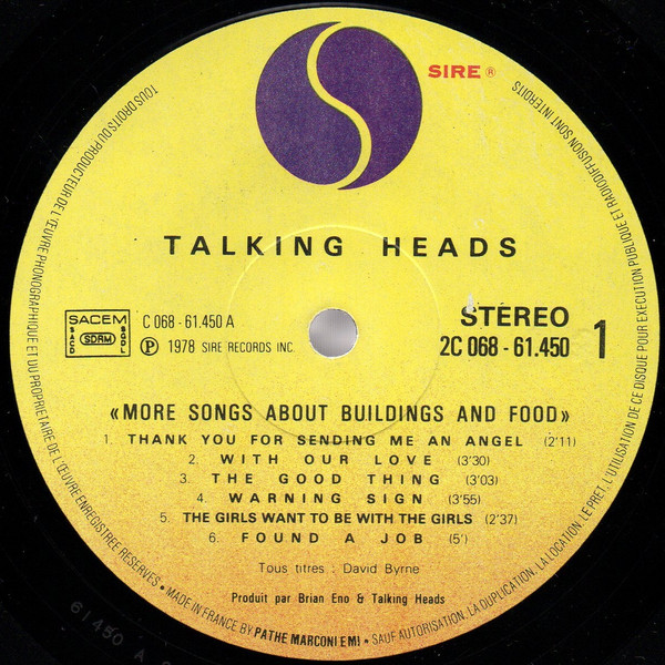 Talking Heads - More Songs About Buildings And Food | Sire (2 C068 61450) - 4 Talking Heads - More Songs About Buildings And Food | Sire (2 C068 61450) - 4