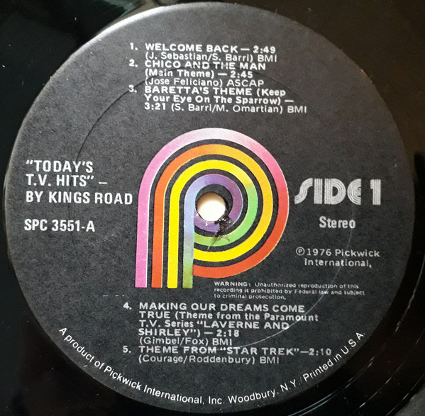Kings Road - Today's T.V. Hits | Pickwick (SPC-3551) - 3 Kings Road - Today's T.V. Hits | Pickwick (SPC-3551) - 3