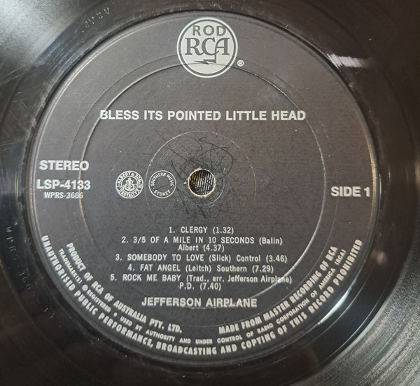 Jefferson Airplane - Bless Its Pointed Little Head | RCA (LSP-4133) - 3