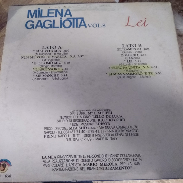 Milena Gagliotta - Lei Vol. 8 | M.E.A. Sud (VLP 658) - 2 Milena Gagliotta - Lei Vol. 8 | M.E.A. Sud (VLP 658) - 2