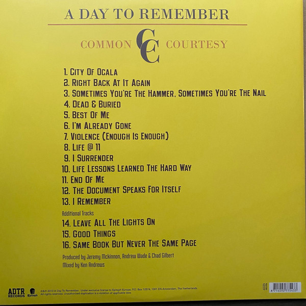 A Day To Remember - Common Courtesy | Epitaph Europe (05235521) - 4 A Day To Remember - Common Courtesy | Epitaph Europe (05235521) - 4