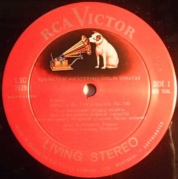 Arthur Rubinstein And Henryk Szeryng , Johannes Brahms - Violin Sonatas No. 2, Op. 100 • No. 3, Op. 108 | RCA Victor Red Seal (LSC-2619) - 3