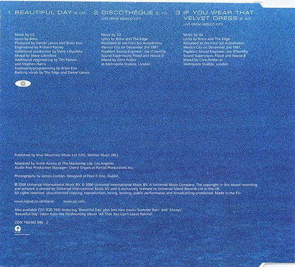 U2 - Beautiful Day | Island Records (CIDX 766) - 2