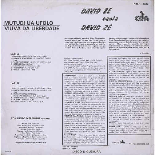 David Zé - Mutudi Ua Ufolo/Viuva Da Liberdade | CDA (NALP-6002) - 2 David Zé - Mutudi Ua Ufolo/Viuva Da Liberdade | CDA (NALP-6002) - 2