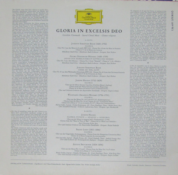 Various - Gloria in Excelsis Deo - Geistliche Chormusik · Sacred Choral Music - Choeurs religieux | Deutsche Grammophon (136 491 SLPEM) - main