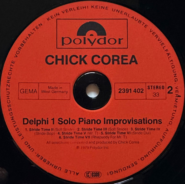Chick Corea - Delphi 1 Solo Piano Improvisations | Polydor (2391 402) - 4 Chick Corea - Delphi 1 Solo Piano Improvisations | Polydor (2391 402) - 4