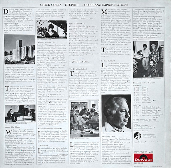 Chick Corea - Delphi 1 Solo Piano Improvisations | Polydor (2391 402) - 2 Chick Corea - Delphi 1 Solo Piano Improvisations | Polydor (2391 402) - 2