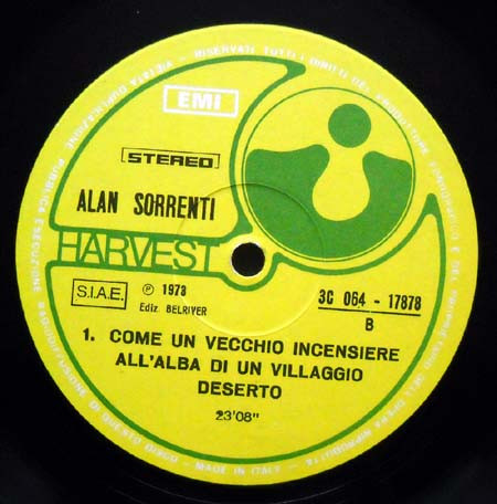 Alan Sorrenti - Come Un Vecchio Incensiere All'Alba Di Un Villaggio Deserto | Harvest (3C 064-17878) - 4 Alan Sorrenti - Come Un Vecchio Incensiere All'Alba Di Un Villaggio Deserto | Harvest (3C 064-17878) - 4