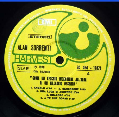 Alan Sorrenti - Come Un Vecchio Incensiere All'Alba Di Un Villaggio Deserto | Harvest (3C 064-17878) - 3 Alan Sorrenti - Come Un Vecchio Incensiere All'Alba Di Un Villaggio Deserto | Harvest (3C 064-17878) - 3