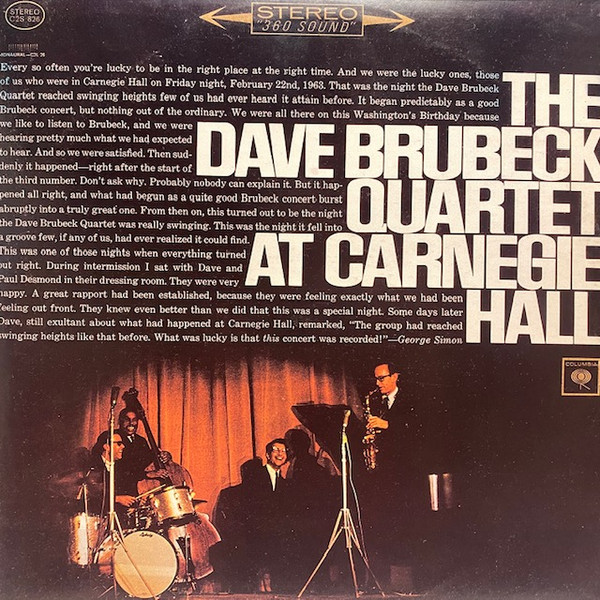 The Dave Brubeck Quartet - At Carnegie Hall | Columbia (C2S 00826) - main