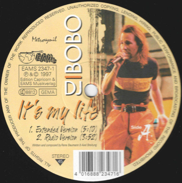 DJ BoBo - It's My Life | EAMS (EAMS 2347-1) - main