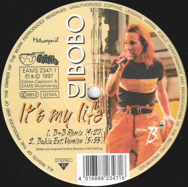 DJ BoBo - It's My Life | EAMS (EAMS 2347-1) - 3