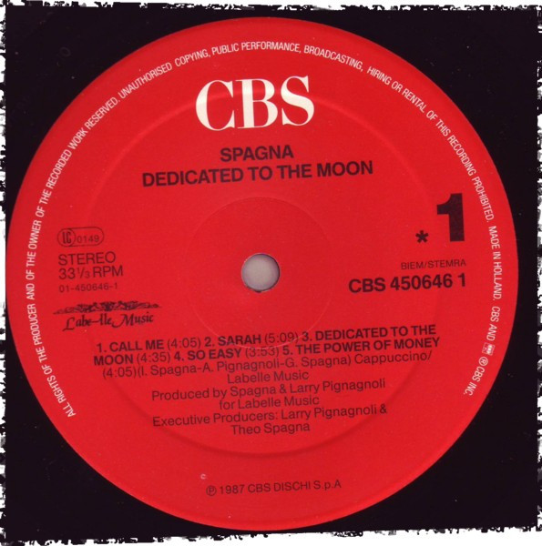 Ivana Spagna - Dedicated To The Moon | CBS (CBS 450646 1) - 3