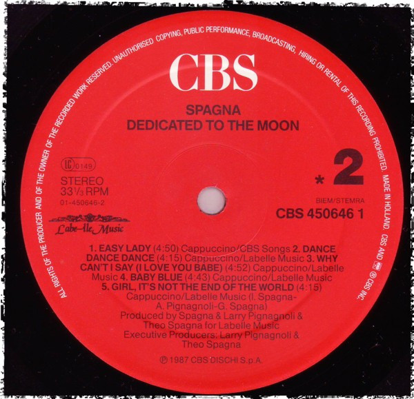 Ivana Spagna - Dedicated To The Moon | CBS (CBS 450646 1) - 4