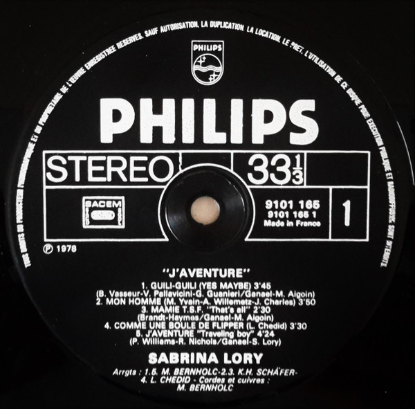 Sabrina Lory - J'aventure | Philips (9101 165) - 3 Sabrina Lory - J'aventure | Philips (9101 165) - 3