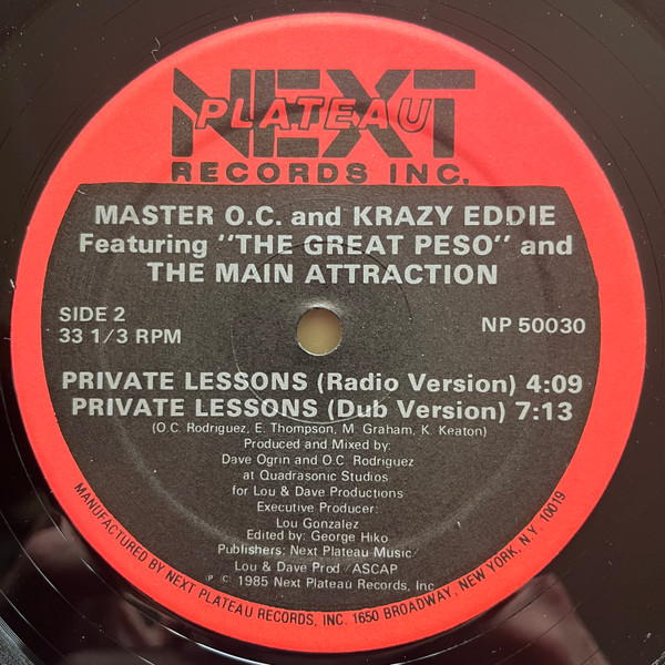 Master O.C. & Krazy Eddie Featuring The Great Peso And The Main Attraction - Private Lessons | Next Plateau Records Inc. (NP 50030) - 2 Master O.C. & Krazy Eddie Featuring The Great Peso And The Main Attraction - Private Lessons | Next Plateau Records Inc. (NP 50030) - 2
