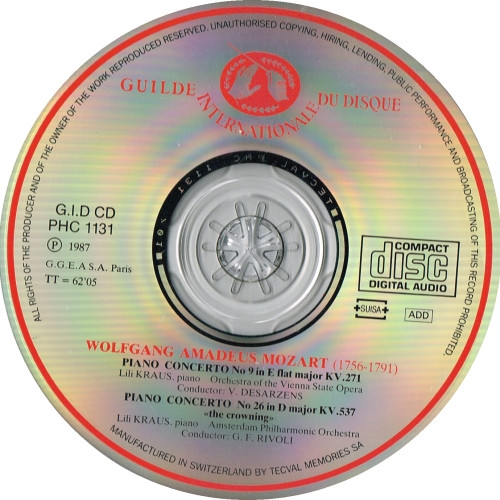 Wolfgang Amadeus Mozart - Lili Kraus , Orchester Der Wiener Staatsoper , Victor Desarzens / Amsterdam Philharmonic Orchestra , Gianfranco Rivoli - Piano Concerto N° 9 / Piano Concerto N° 26 "The Crowning" | Guilde Internationale Du Disque (G.I.D. PHC 1131) - 4 Wolfgang Amadeus Mozart - Lili Kraus , Orchester Der Wiener Staatsoper , Victor Desarzens / Amsterdam Philharmonic Orchestra , Gianfranco Rivoli - Piano Concerto N° 9 / Piano Concerto N° 26 "The Crowning" | Guilde Internationale Du Disque (G.I.D. PHC 1131) - 4