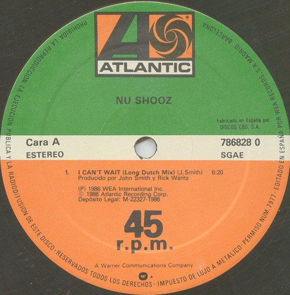 Nu Shooz - I Can't Wait | Atlantic (786828 0) - 2