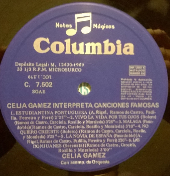 Celia Gámez , Orquesta Sinfónica Director: Indalecio Cisneros - Las Leandras (Selección) | Columbia (C. 7.502) - 4