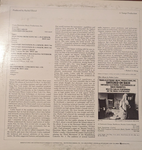 Walter Carlos - Switched-On Bach II | Columbia Masterworks (KM 32659) - 2