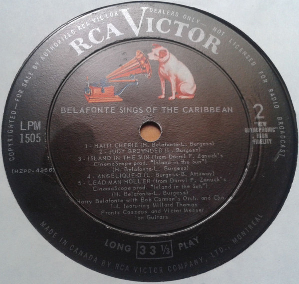 Harry Belafonte - Belafonte Sings Of The Caribbean | RCA Victor (LPM 1505) - 4 Harry Belafonte - Belafonte Sings Of The Caribbean | RCA Victor (LPM 1505) - 4