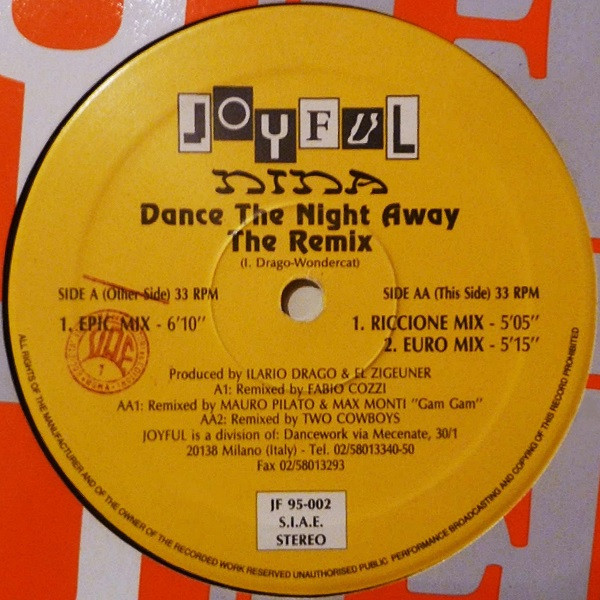 Nina - Dance The Night Away (The Remixes) | Joyful (JF 95-002) - main Nina - Dance The Night Away (The Remixes) | Joyful (JF 95-002) - main