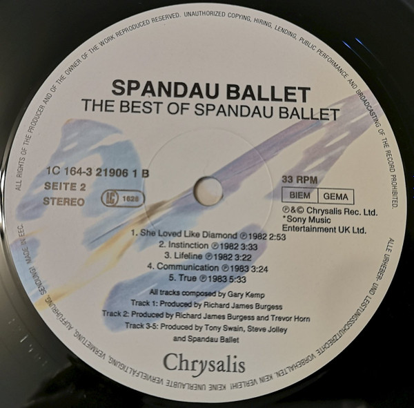Spandau Ballet - The Best Of Spandau Ballet | Chrysalis (1C 164-3 21894 1) - 4 Spandau Ballet - The Best Of Spandau Ballet | Chrysalis (1C 164-3 21894 1) - 4